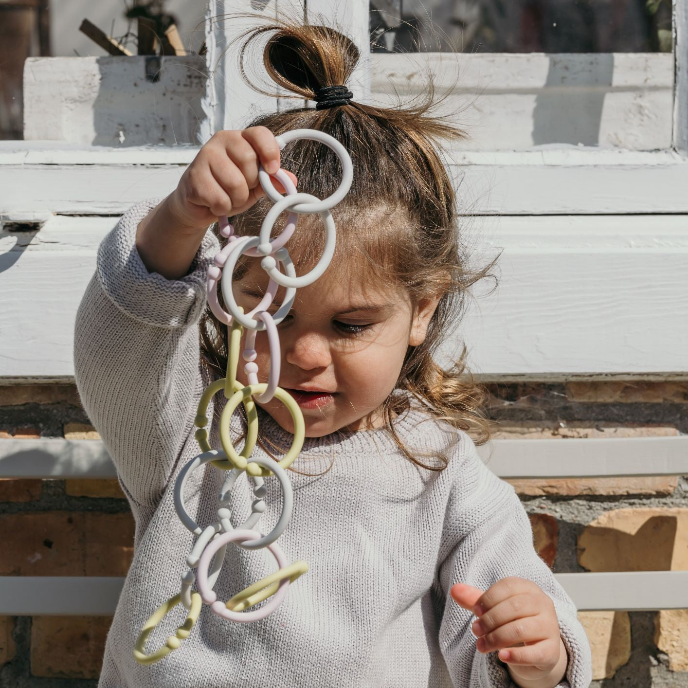 BIBS karikák - vanília-zsálya-olivazöld színben - kreatív fejlesztő játék