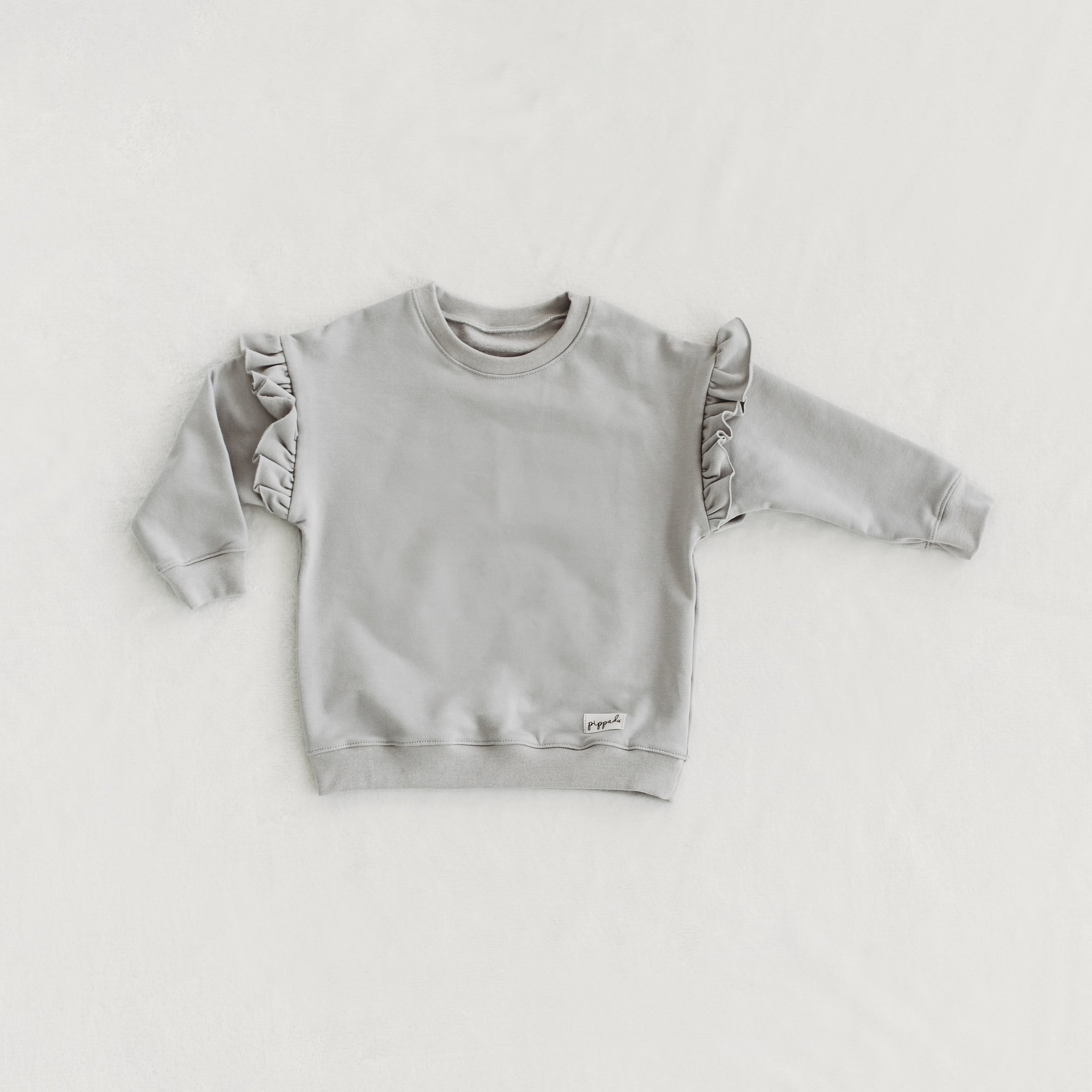 Pippadu - pulóver fodorral ezüstszürke - gyerek pulóver - anya-lánya szett