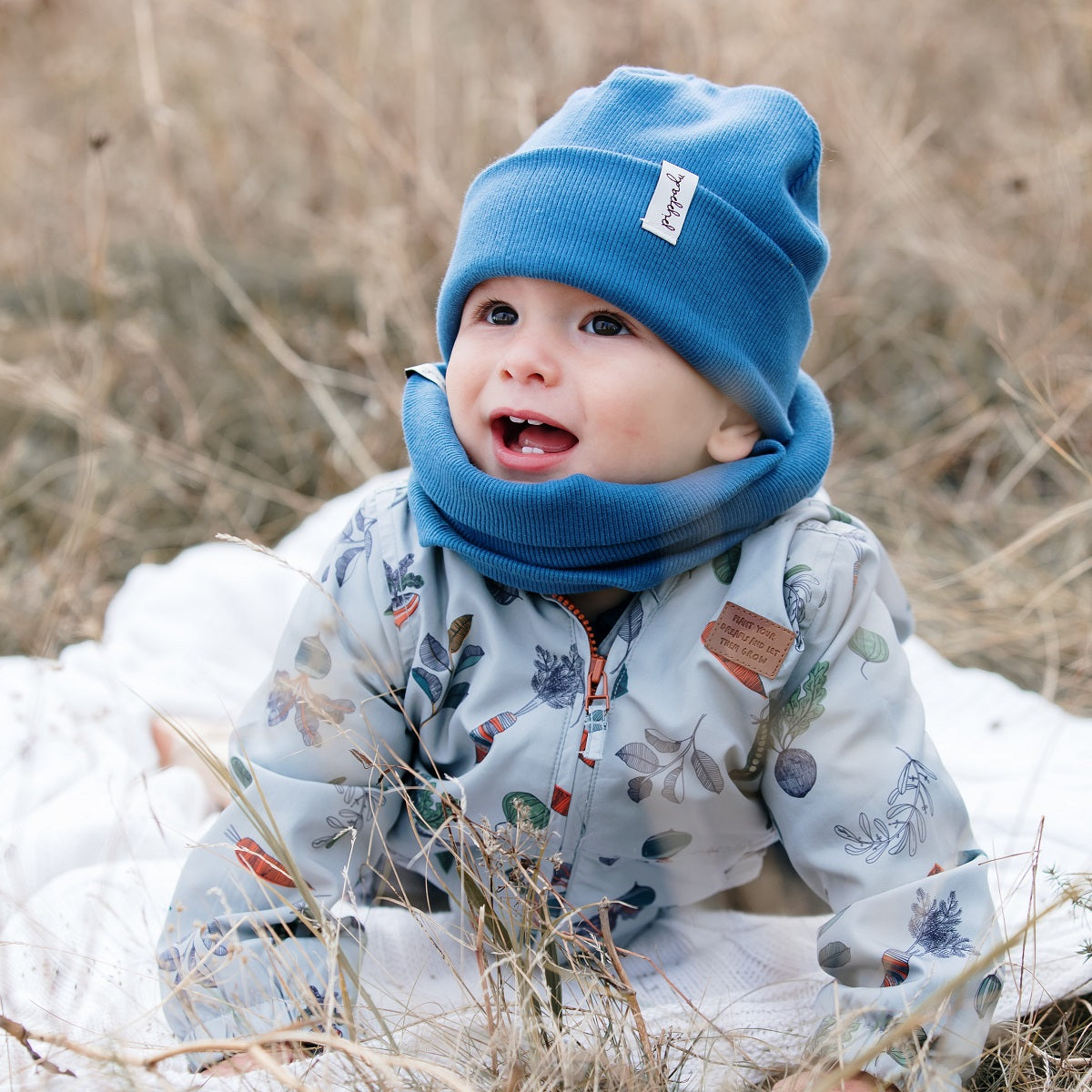 Beanie sapka-sál szett - indigó - Pippadu