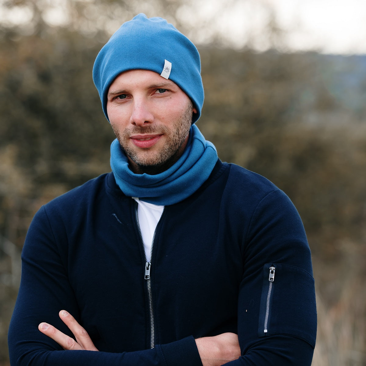 Beanie sapka-sál szett - indigó - Pippadu