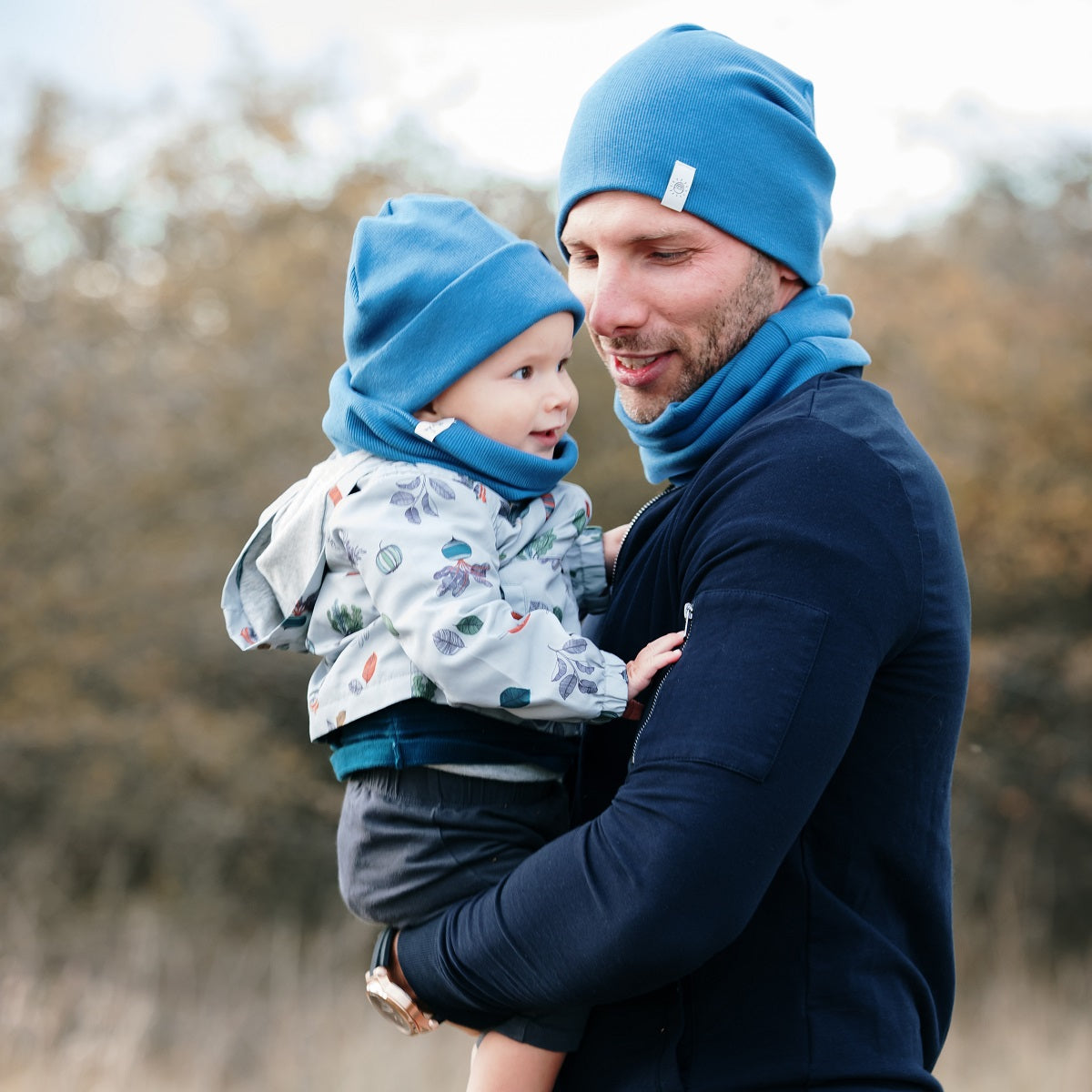 Beanie sapka - indigó - apa-fia szett - Pippadu