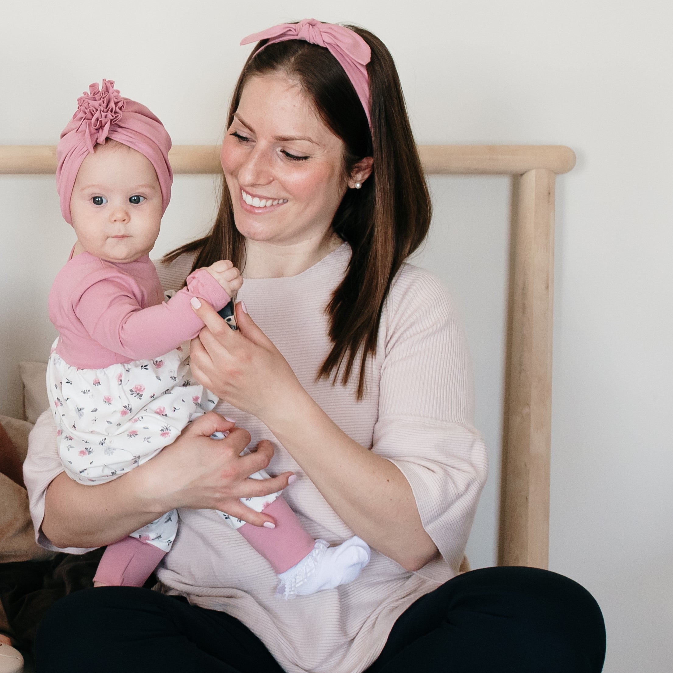 Tavaszi turbánka és masnis hajpánt - anya-lánya szett - pippadu