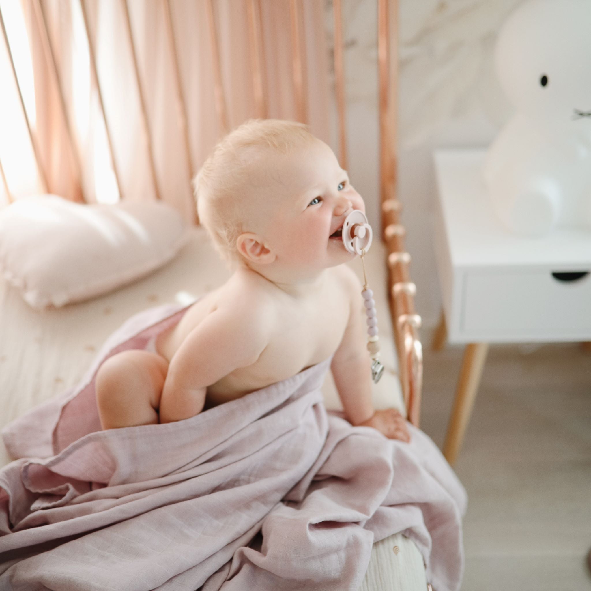 Mushie muszlin pólya világos mályva színben - pippadu