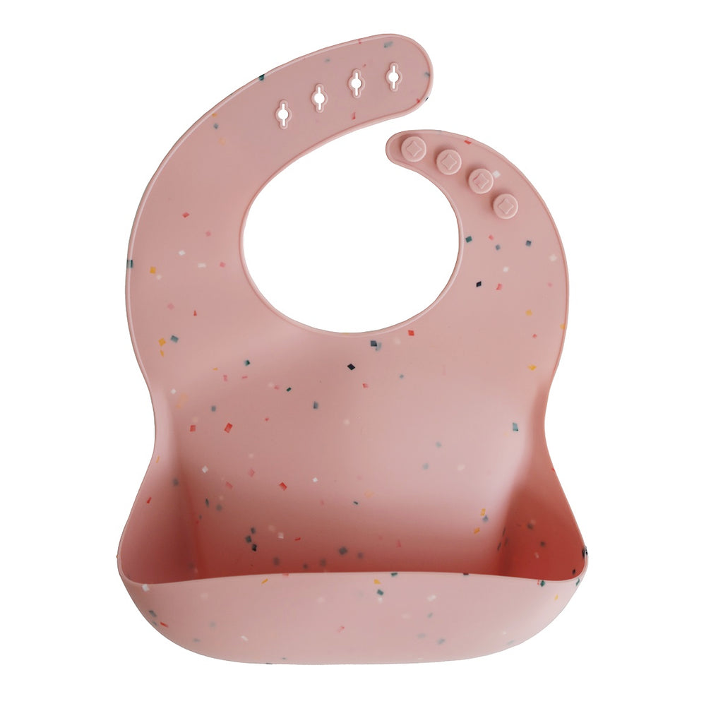 Hajlékony szilikon előke - rózsaszín konfetti mintával - Pippadu