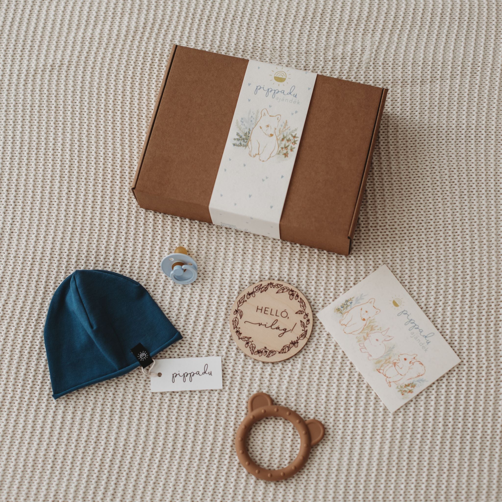 Pippadu babaváró csomag ajándék kismamának - kisfiút várok