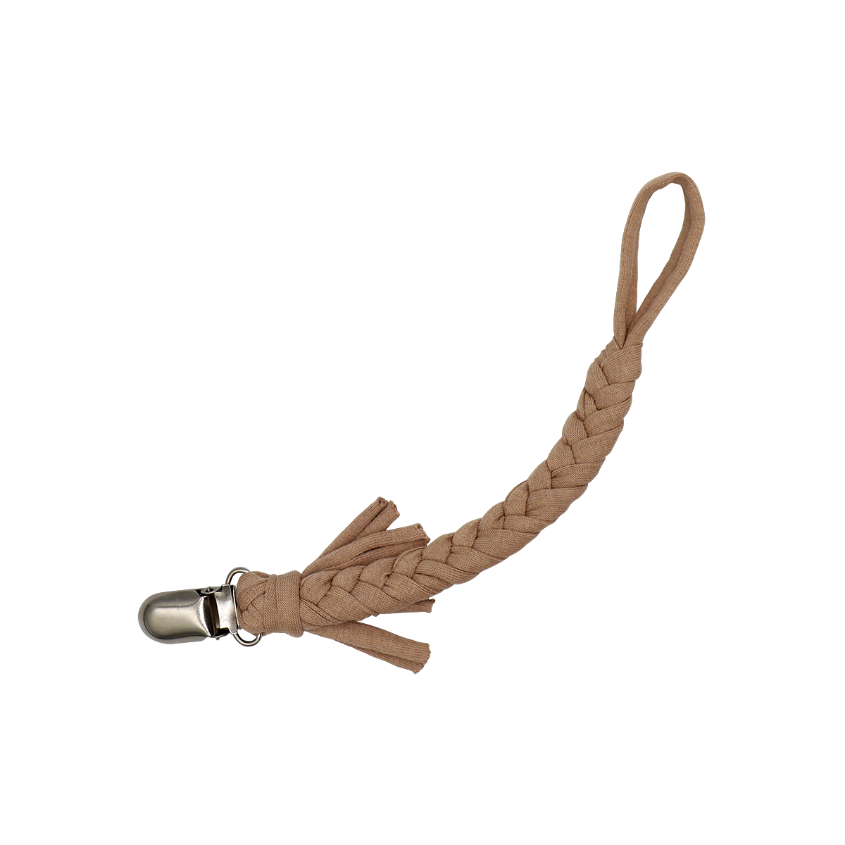 Kézzel készült fonott cumilánc pippadu - gesztenye színben szettben kedvezményes áron