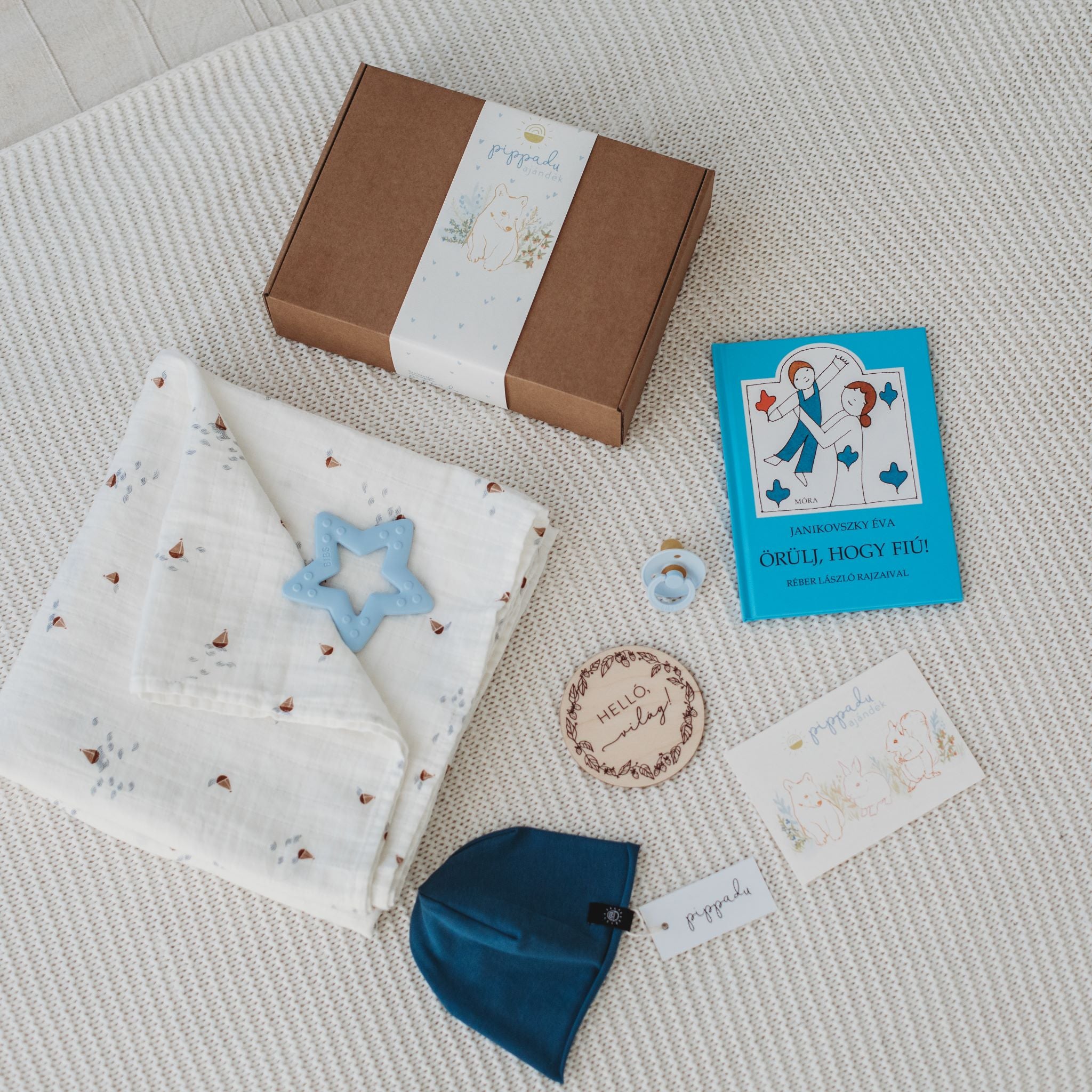 Pippadu kincsem ajándékcsomag kisfiús kismamáknak minőségi termékekkel