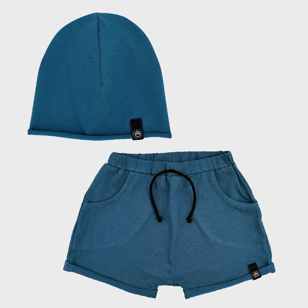 Sportos rövidnadrág és satyka szett - pávakék színben - pippadu