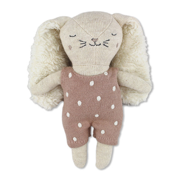 Plüss csörgő nyúl gyerekeknek - púderrózsaszín - pippadu