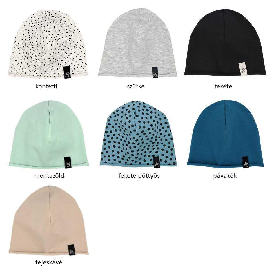 Pávakék kantáros nadrág és beanie sapka szett - satyka választó - pippadu