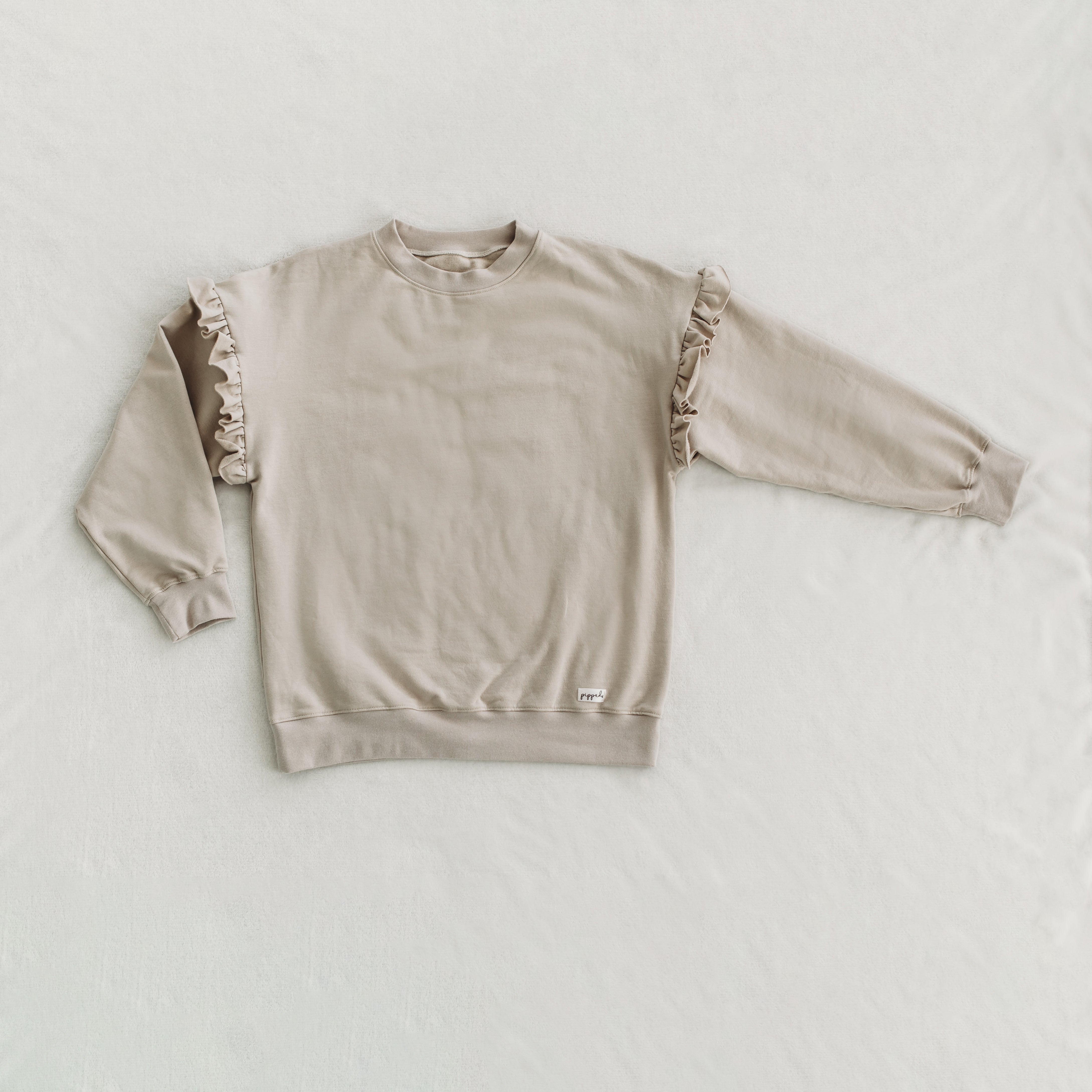 Anya pulóver fodorral pirított szezám színben - pippadu