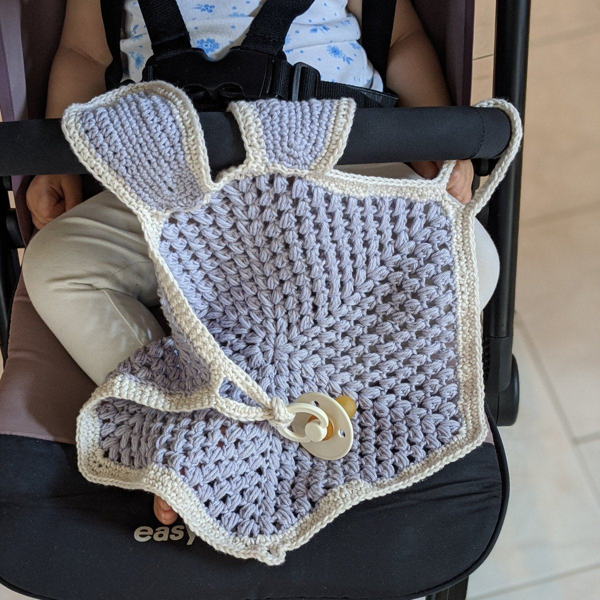 Nyuszifüles szundikendő BIBS cumival - hamvaslila - Pippadu