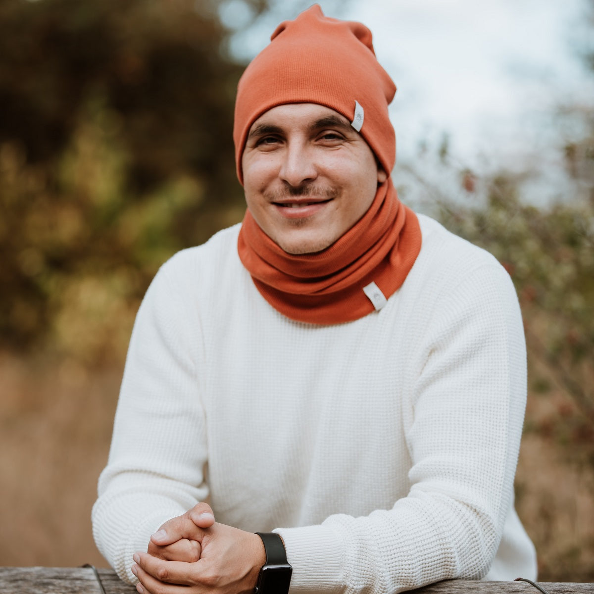 Beanie sapka-sál szett - terrakotta - Pippadu