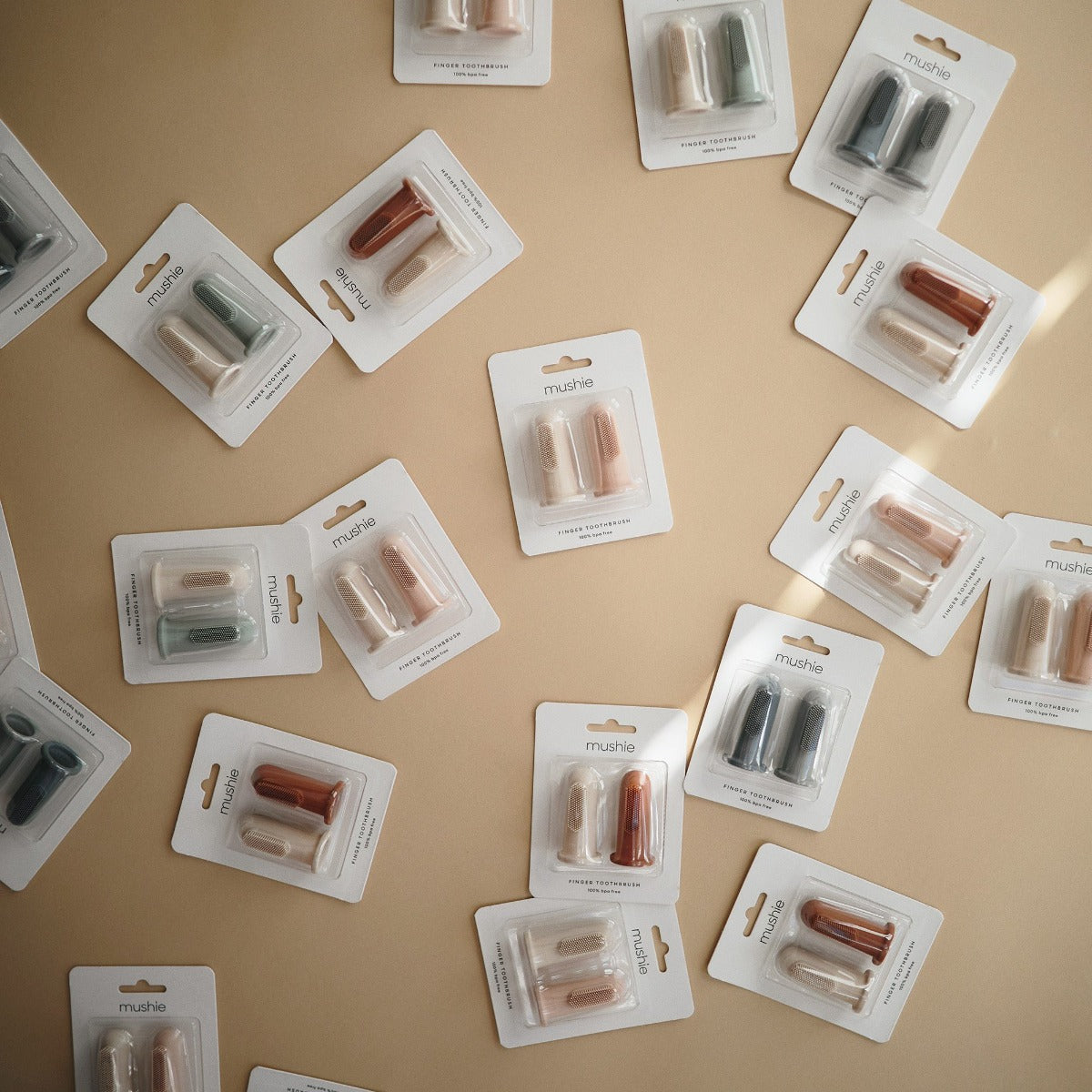 Ujjra húzható fogkefe kettes csomagolásban - pippadu - agyag és homok színben