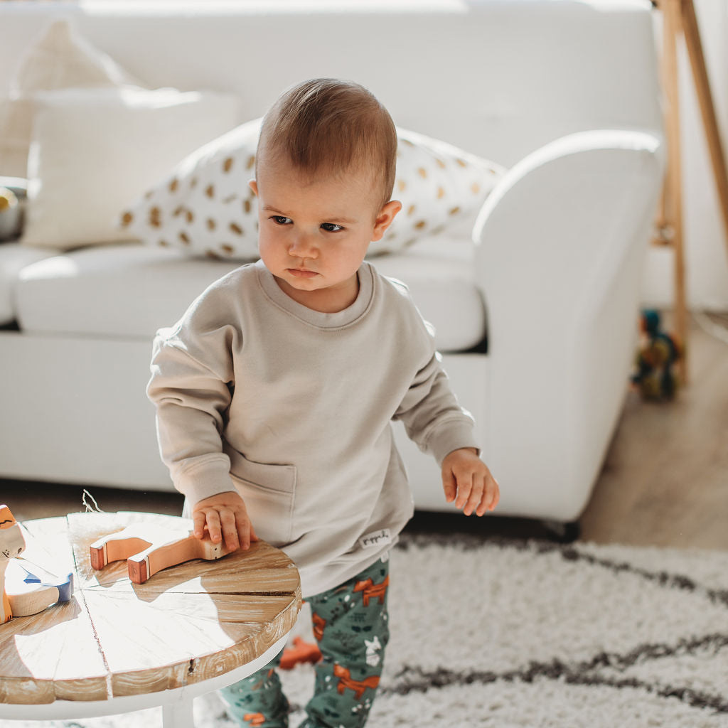 Gyerek nadrág leggings sötétzöld - róka mintával - pippadu