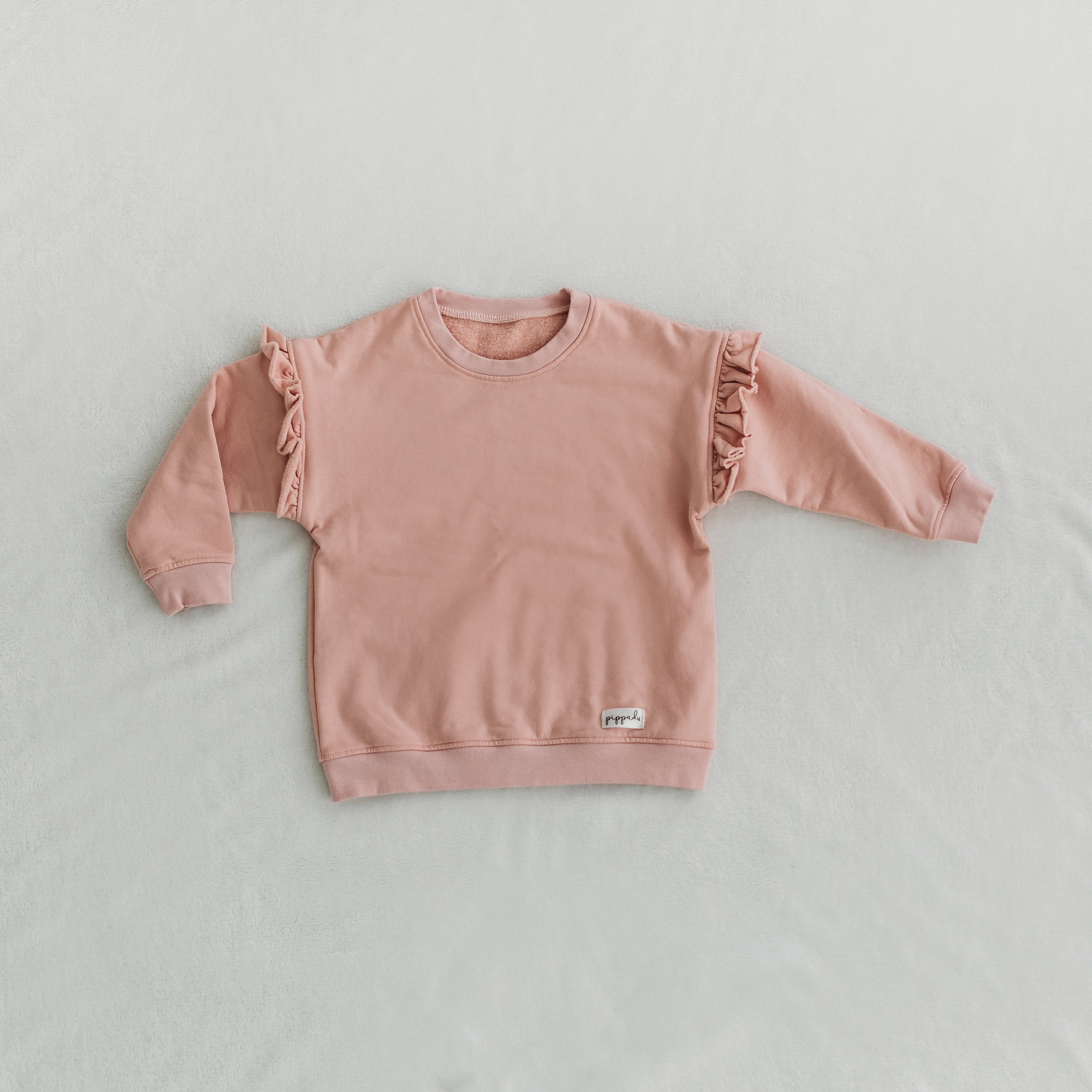 Pippadu gyerek pulóver - kézzel készült púderróuzsaszín színben