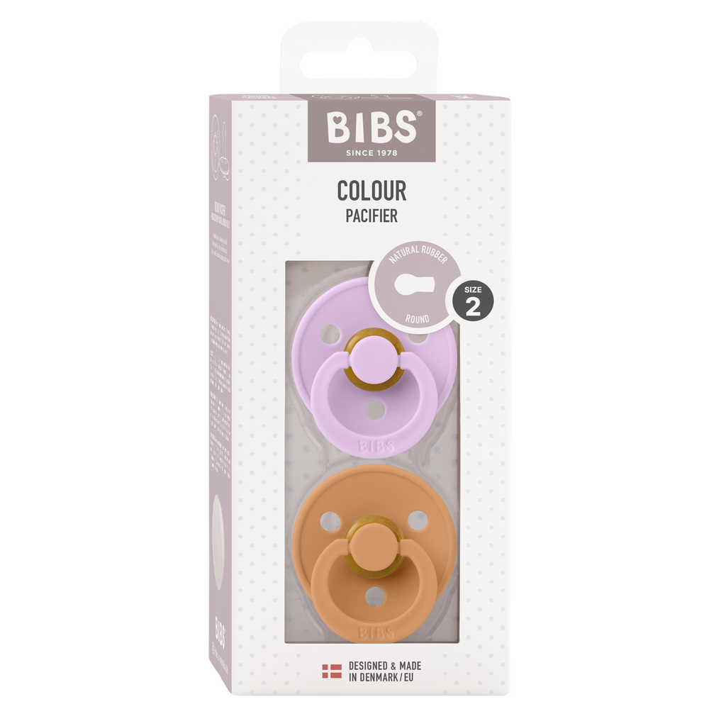 BIBS Colour natúr kaucsuk cumik cseresznye cumifejjel viola és sütőtök színben - pippadu