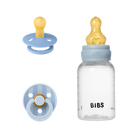 A BIBS Szia baba! ajándékcsomag 1 üveg BIBS cumisüveget és 2  BIBS Colour cumit tartalmaz