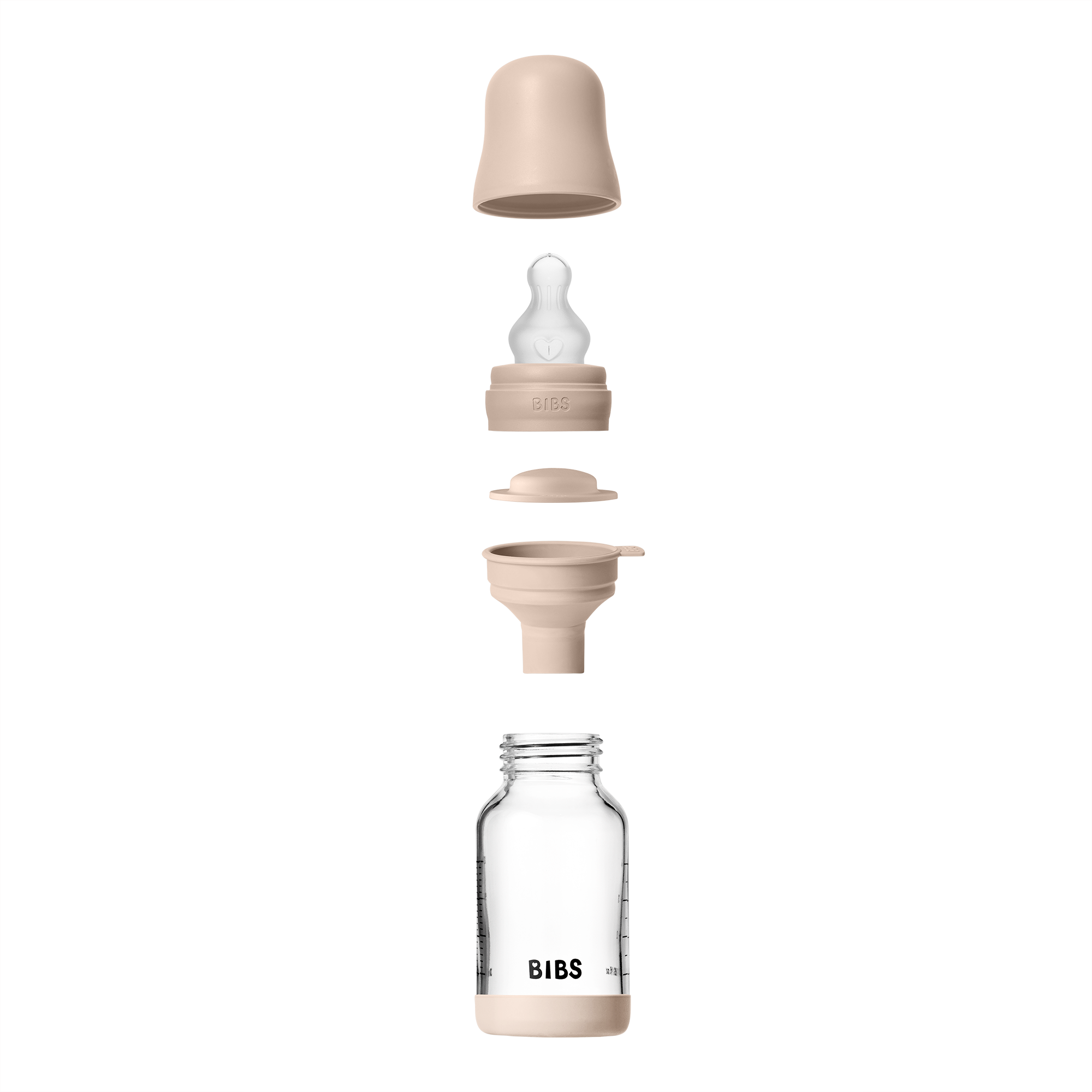 BIBS üveg cumisüvegszett (púderrózsaszín) - 120 ml - szilikon cumifejjel, tölcsérrel