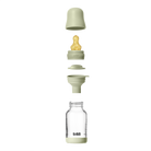 Üveg cumisüveg babáknak natúr kaucsuk cumifejjel - zsálya színben, 120 ml-es űrtartalommal, tölcsérrel