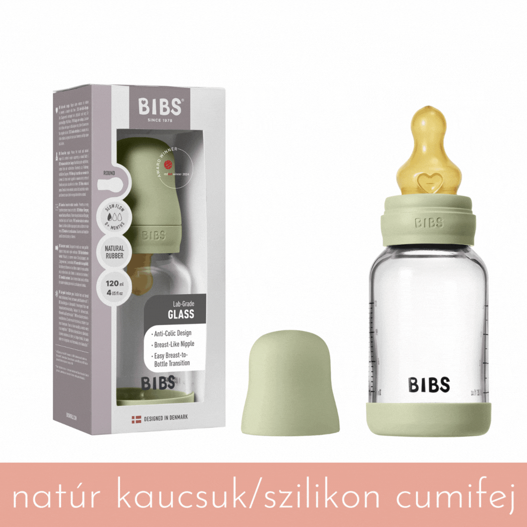 BIBS üveg cumisüvegszett (zsálya) - 120 ml - választható cumifejjel