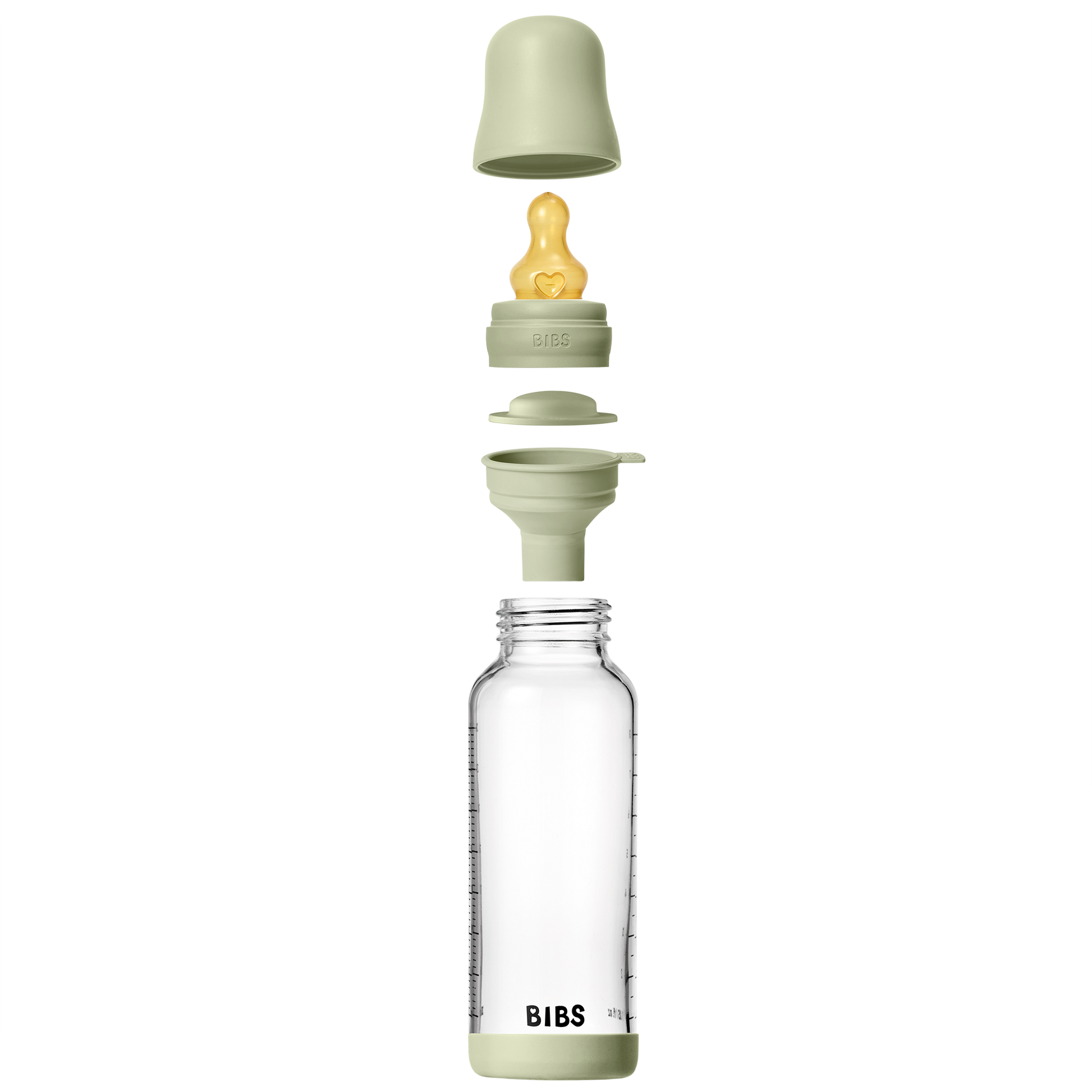 BIBS üveg cumisüvegszett natúr akaucsuk cumifejjel, baba cumisüveg (zsálya) - 240 ml