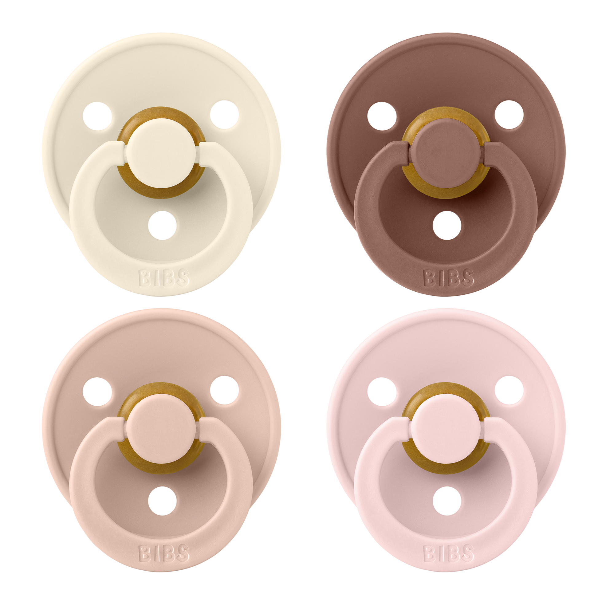 BIBS Colour - krémfehér/púderrózsaszín/mackó/cseresznyevirág (4 db)