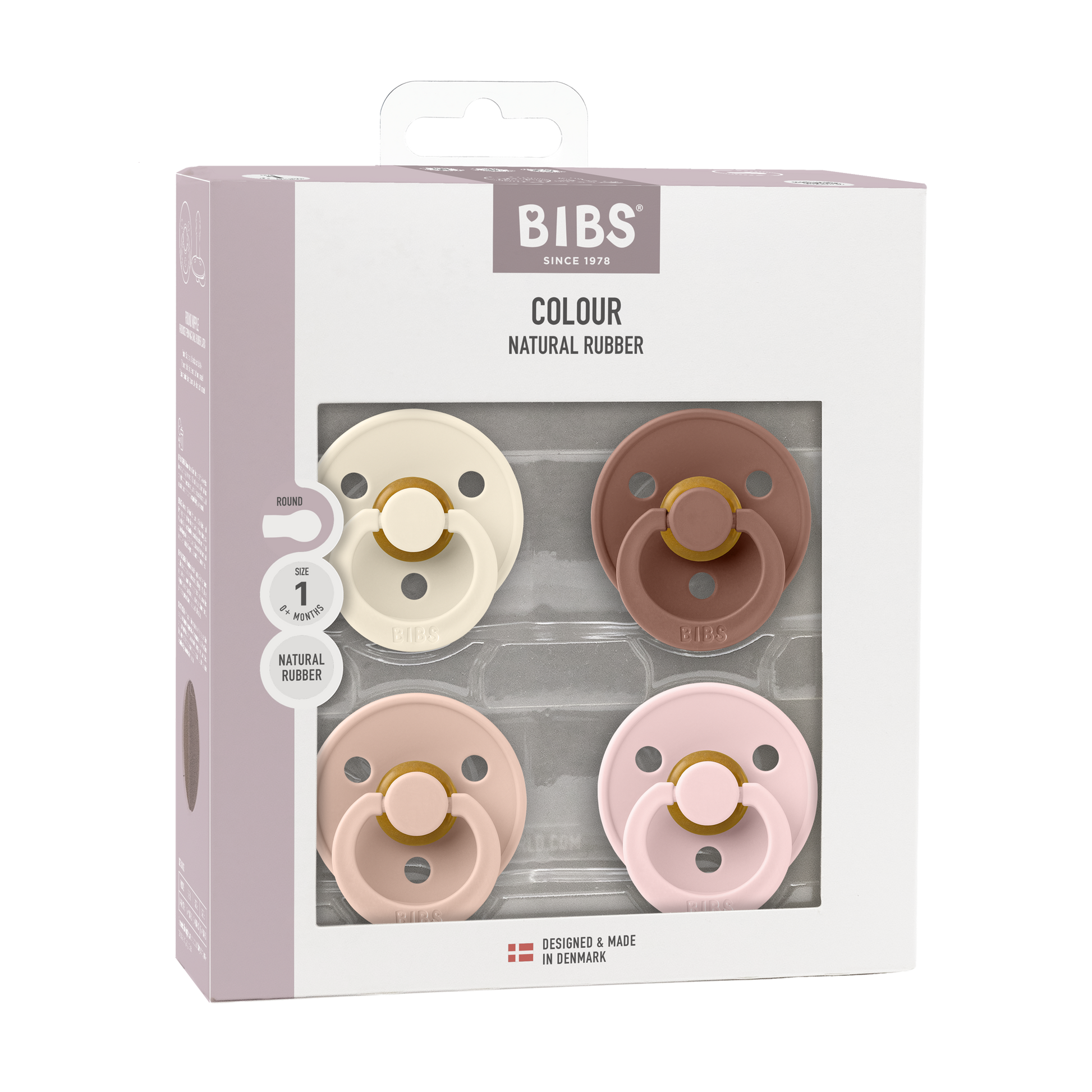 BIBS Colour - krémfehér/púderrózsaszín/mackó/cseresznyevirág (4 db)