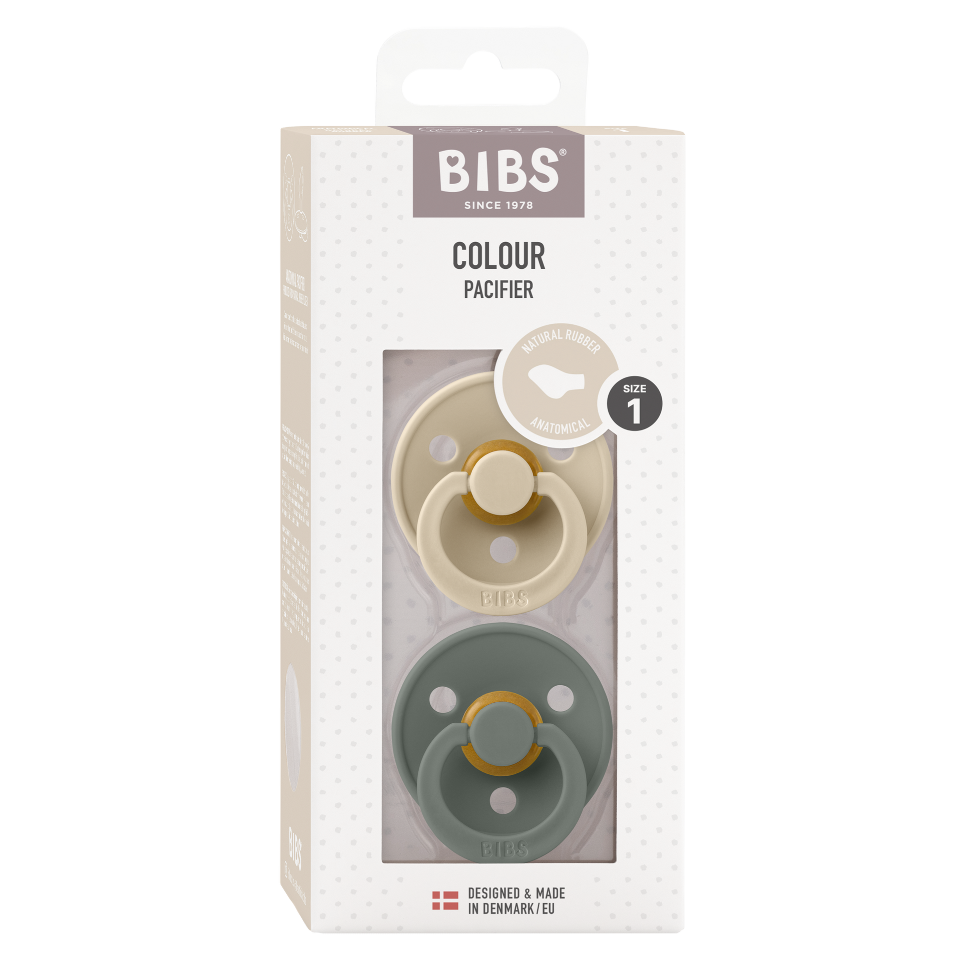 BIBS Colour anatómiai cumifejjel - vanília/fenyőzöld (2 db)