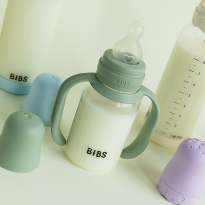 BIBS cumisüvegszett (Zsálya) 150 ml szilikon cumifejjel és cumisüveg füllel
