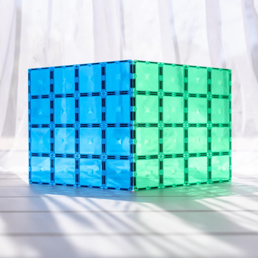 CONNETIX mágneses építőjáték (szivárvány) - Blue & Green Base Plate Pack (2 db)