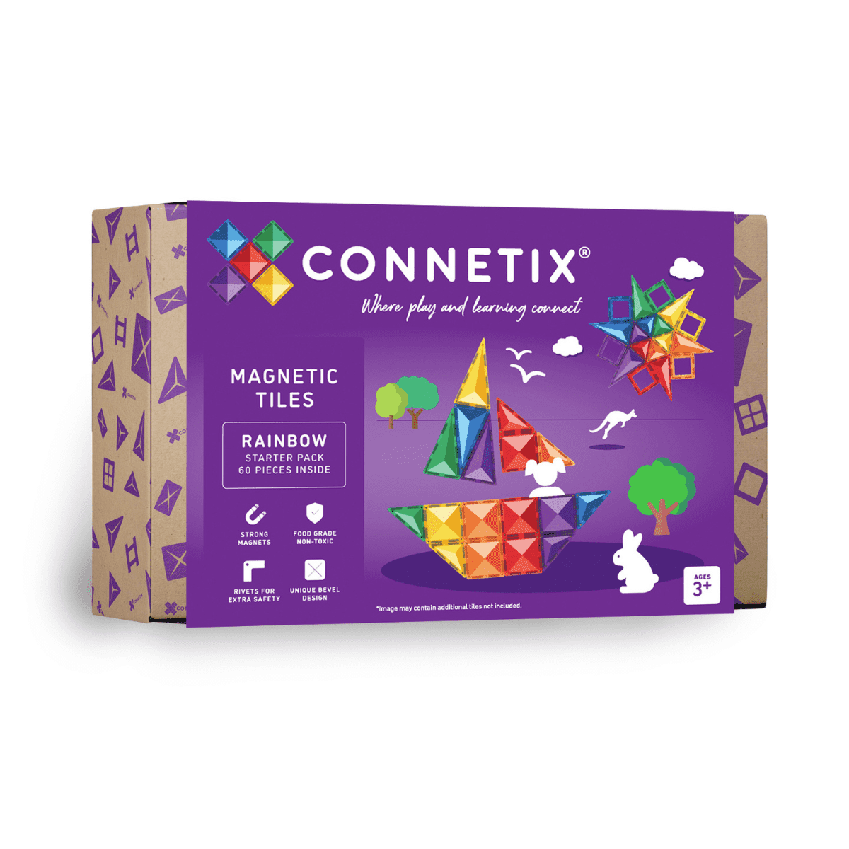 Connetix mágneses építőjáték (szivárvány) - Starter Pack (60 db)
