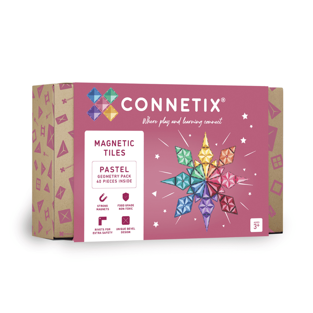 CONNETIX mágneses építőjáték (pasztell) - Geometry Pack (40 db) - Pippadu