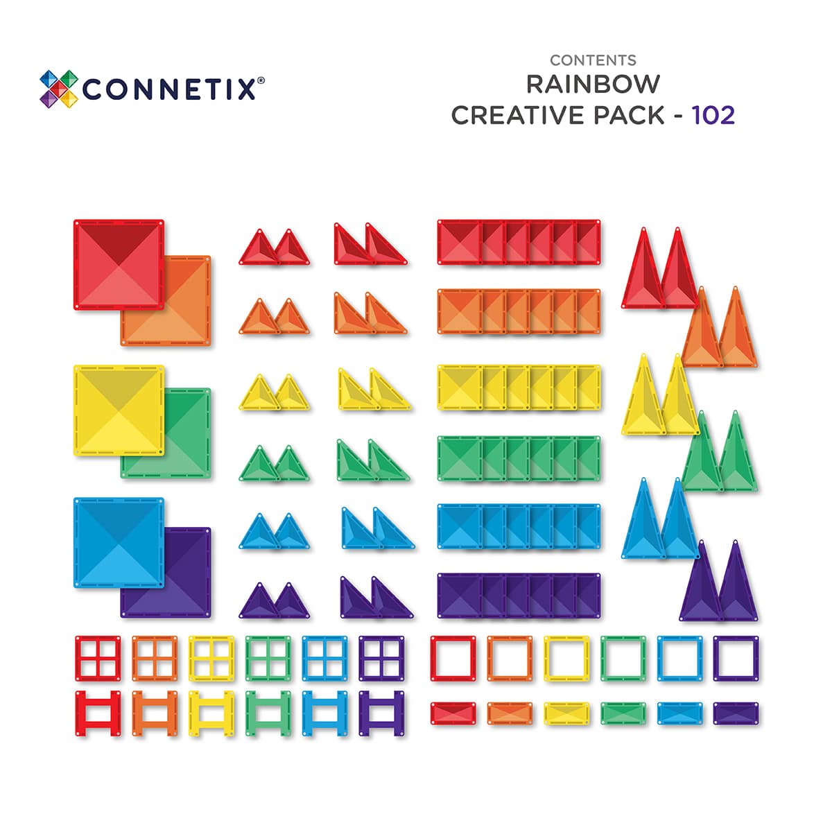 Connetix mágneses építőjáték (szivárvány) - elemek