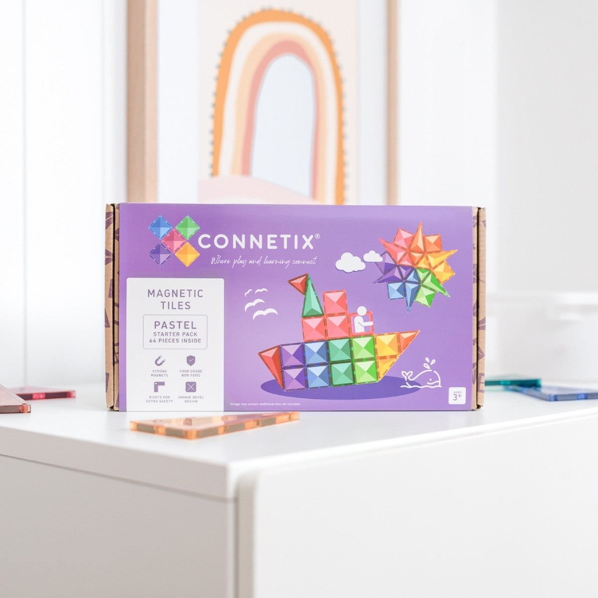 Connetix mágneses építőjáték (pasztell) - Starter Pack (64 db)