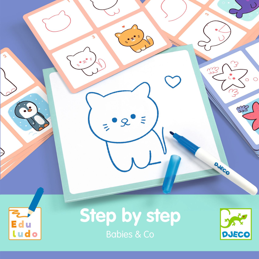 Rajzolás lépésről lépésre - Állatkölykök - Eduludo Step by step Babies and Co