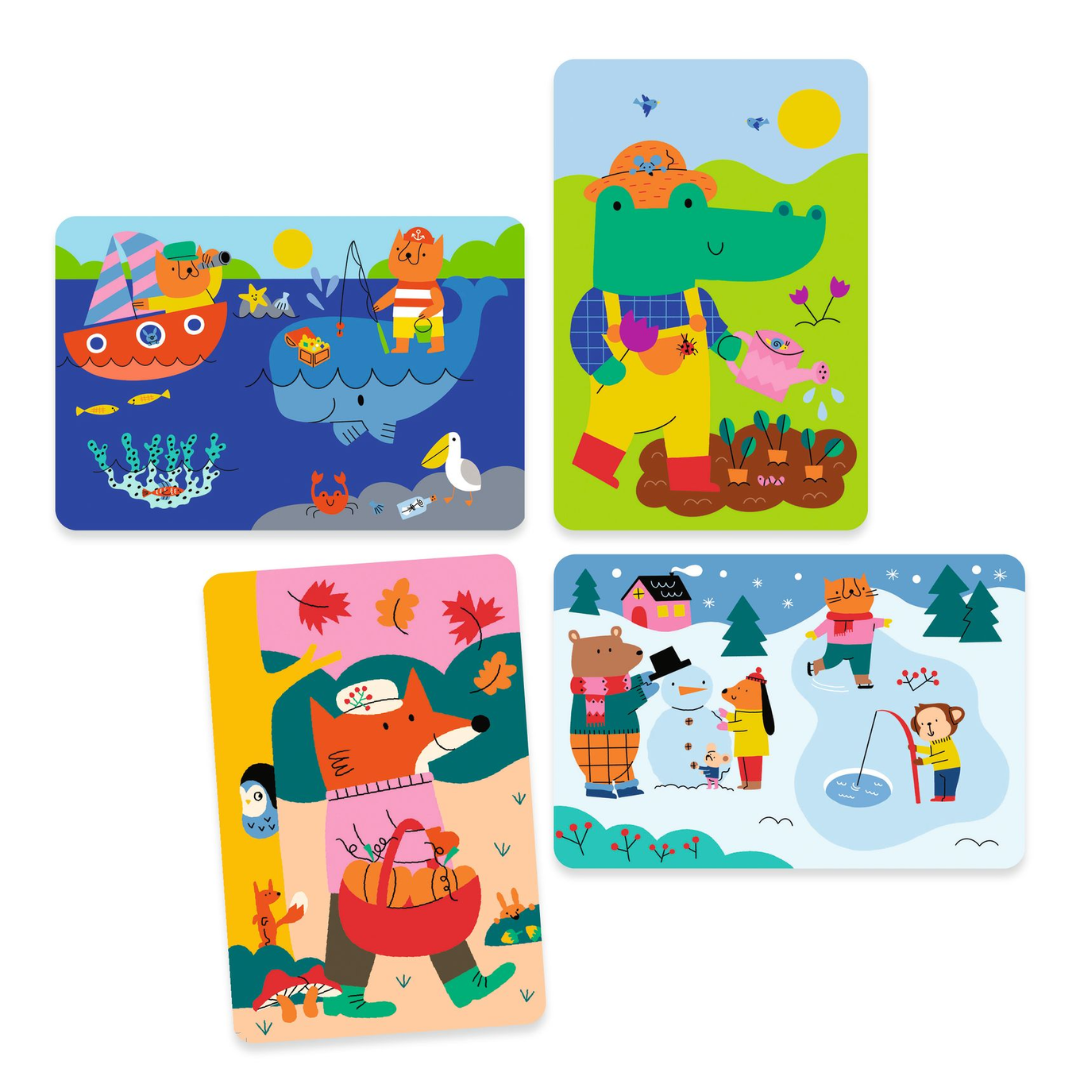 Djeco Vízzel színező készlet - 4 évszak - 4 seasons