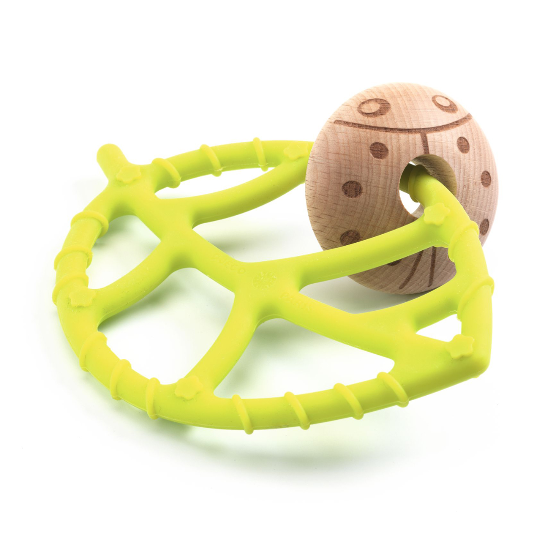 Djeco bébicsörgő köszöntő készlet levél rágókája fa részlettel