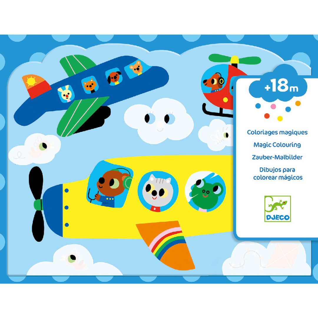 Djeco vízzel színező készlet - Bújócska az égen