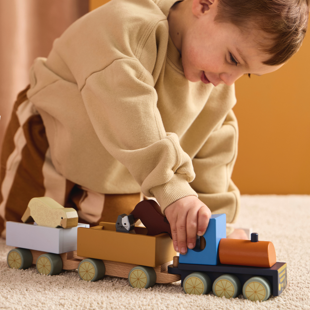 Kid's Concept fa vonat tanyasi állatokkal gyerekeknek