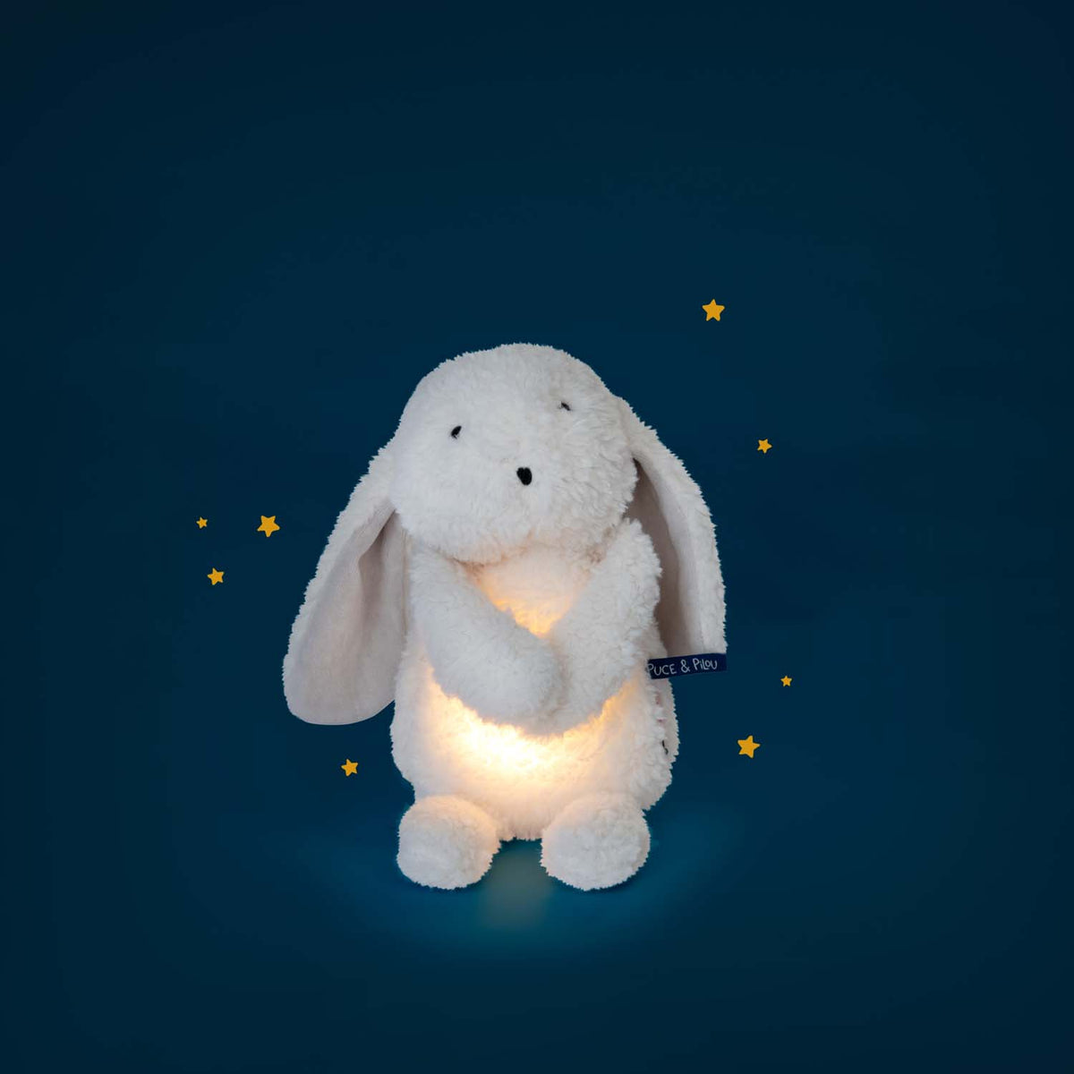 Moulin Roty plüss nyuszi és USB-s éjjeli fény