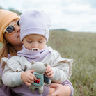 Lila beanie sapka baba és mama méretben - kényelmes téli sapka, sportos viselet