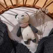 Prganikus pamutból készült plüss csörgő panda világos rózsaszín - Pippadu
