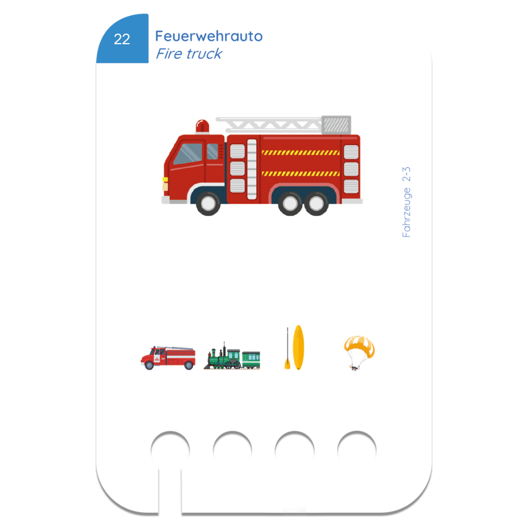 Járművek kártyacsomag fa tanulódobozhoz - tűzoltó autó