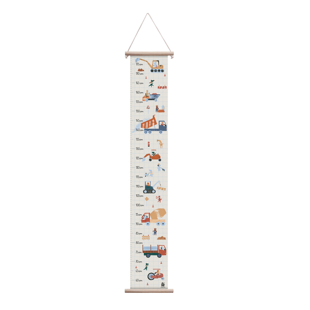Sebra gyerekszoba dekoráció - magasságmérő építők mintával - pippadu