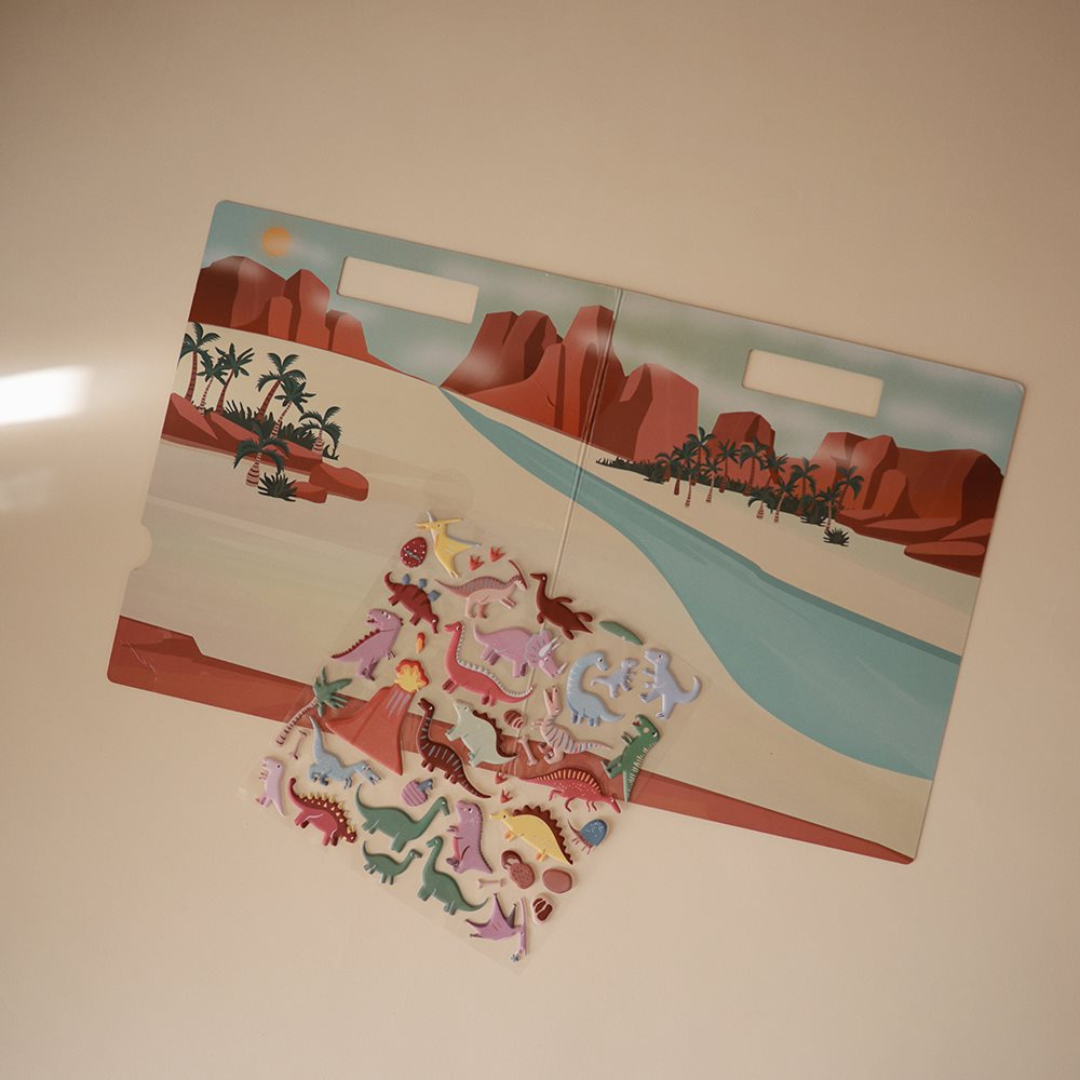 Újrahasználható matrica szett - Dinók - gyerekeknek