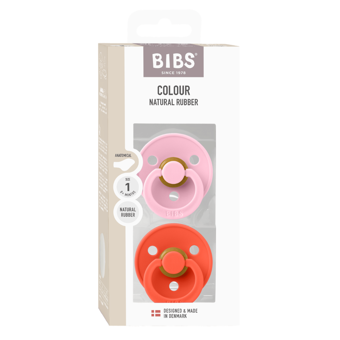 BIBS Colour babarózsaszín és tangó anatómiai latex cumi szett csomagolásban