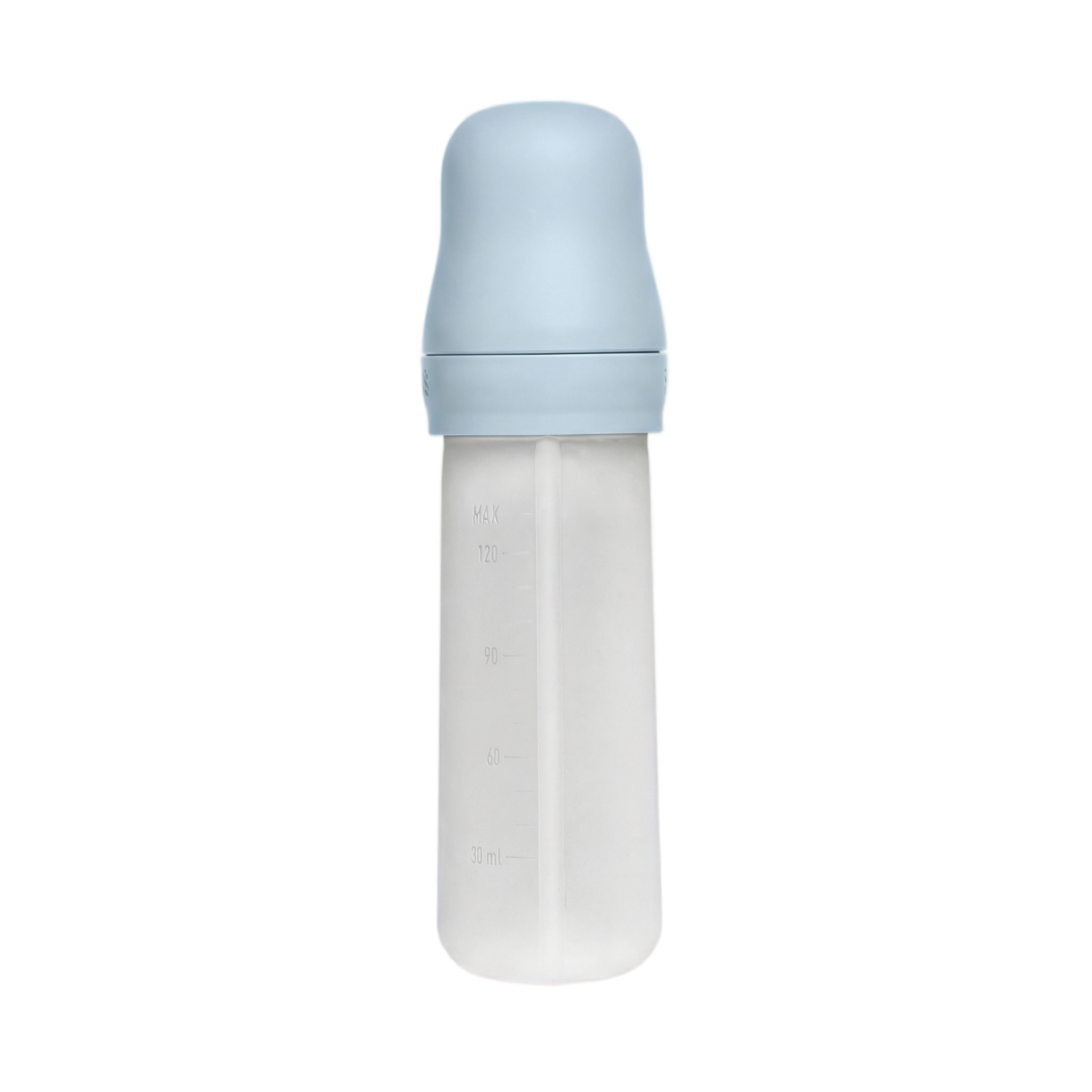 BIBS szilikon adagolós etetőkanál pasztellkék színben, ml beosztással az oldalán