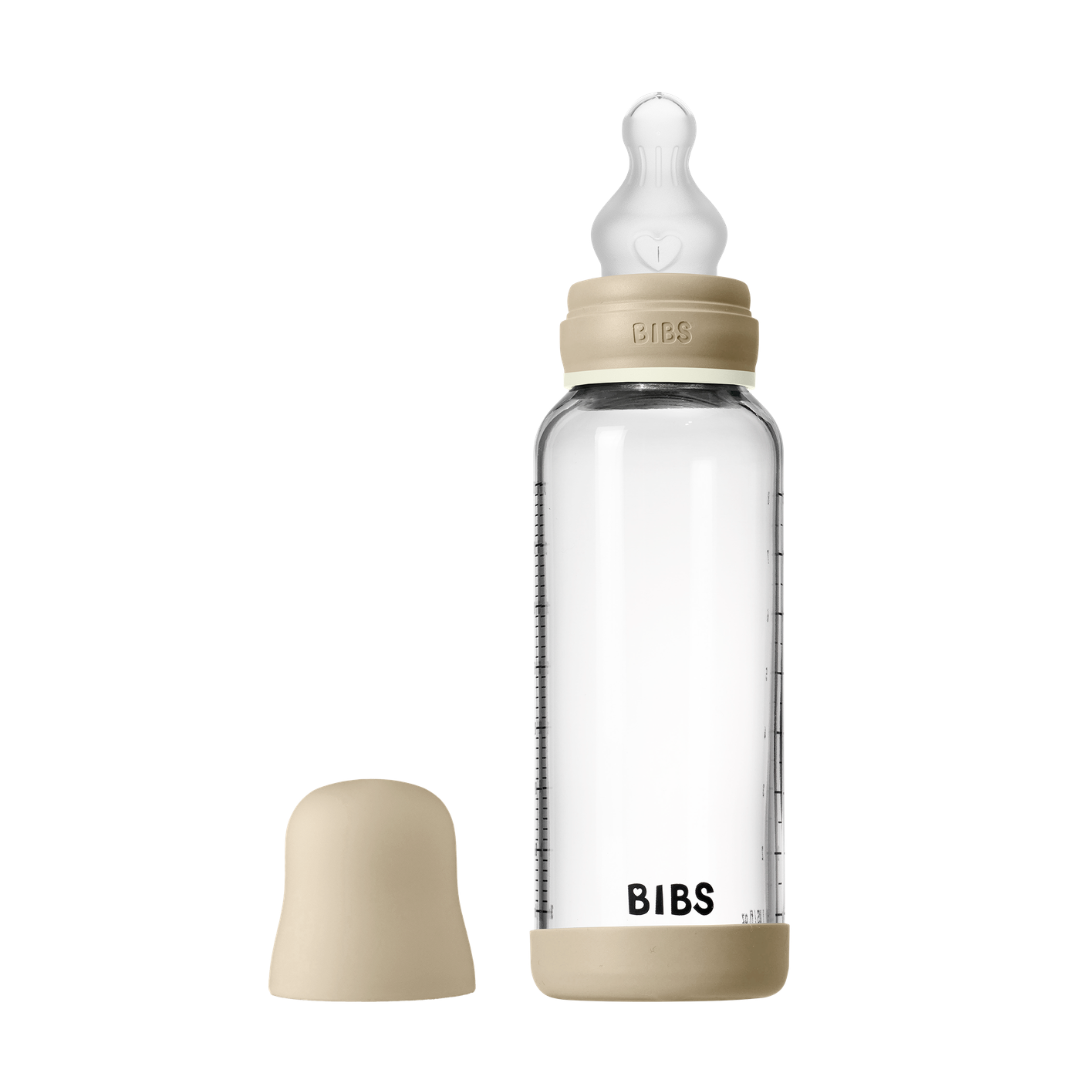 BIBS üveg cumisüvegszett (esti vanília) - 240 ml - szilikon – összeállított cumisüveg, egyenes elölnézetben