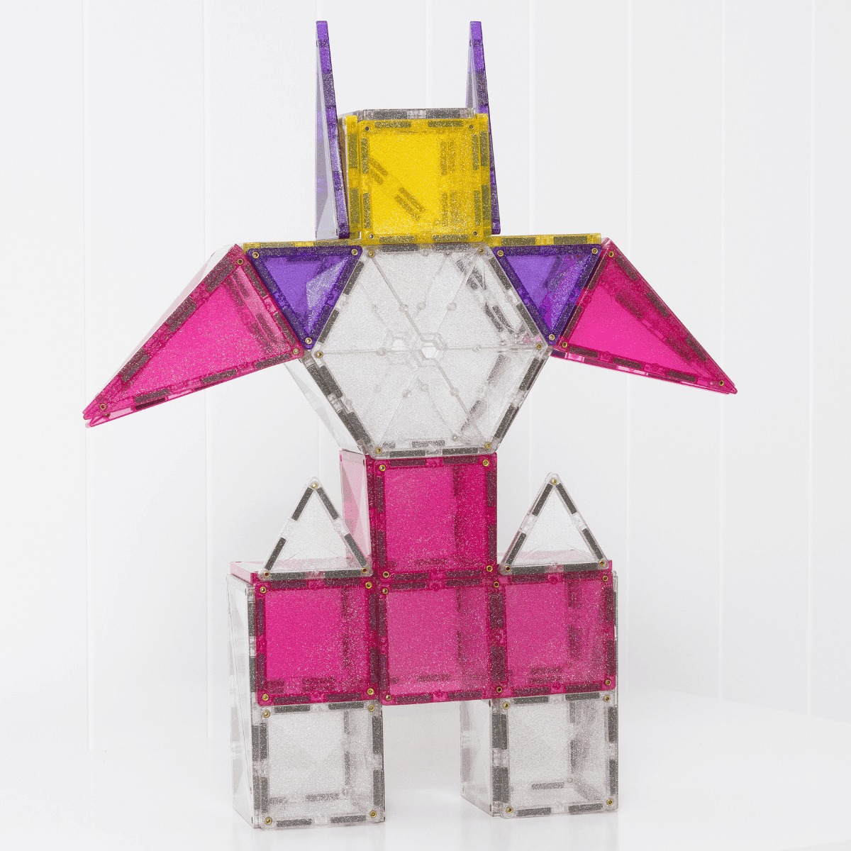 CONNETIX csillámos mágneses építőelemekből készült futurisztikus robot építmény